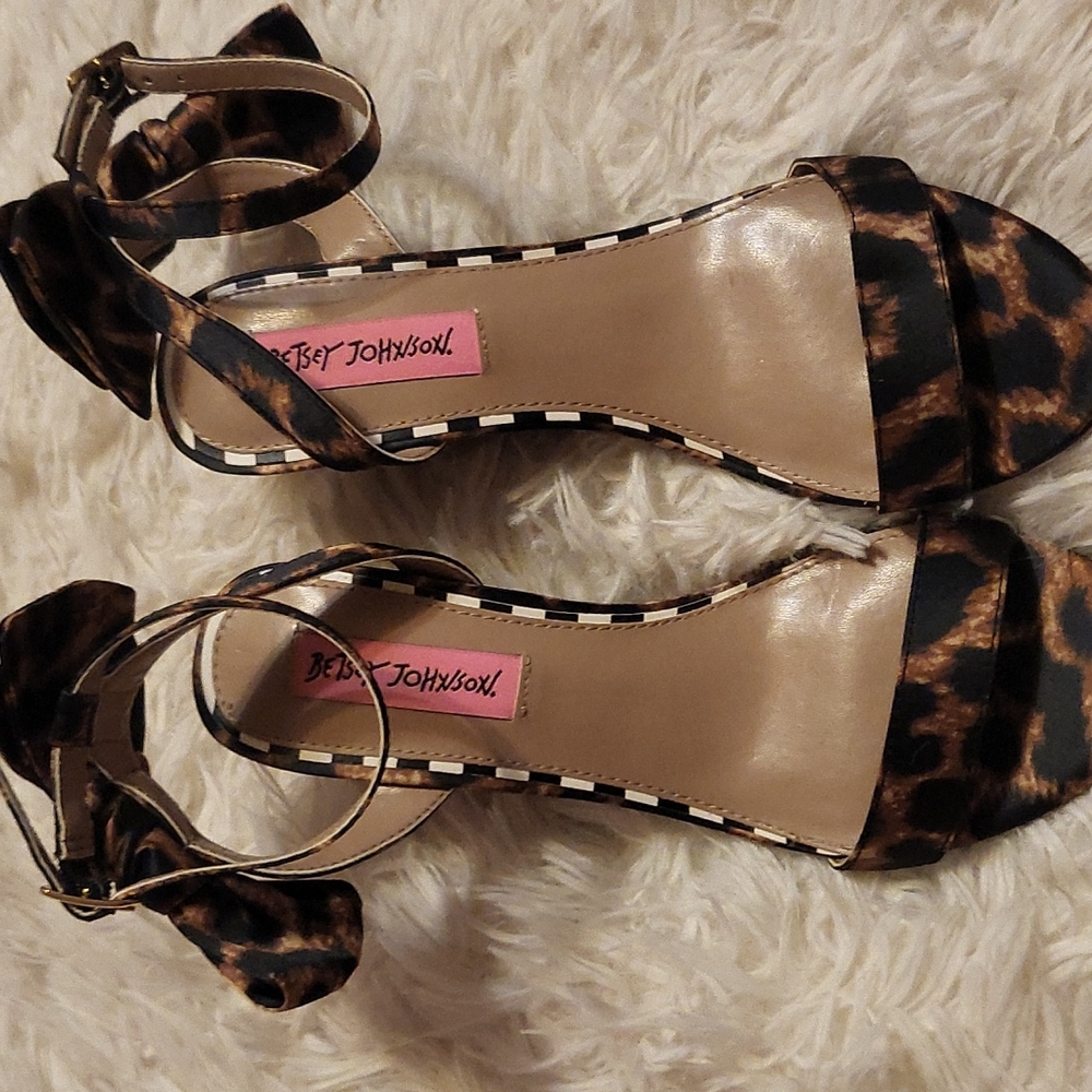 Betsey Johnson leopard wedge heels  6.5
